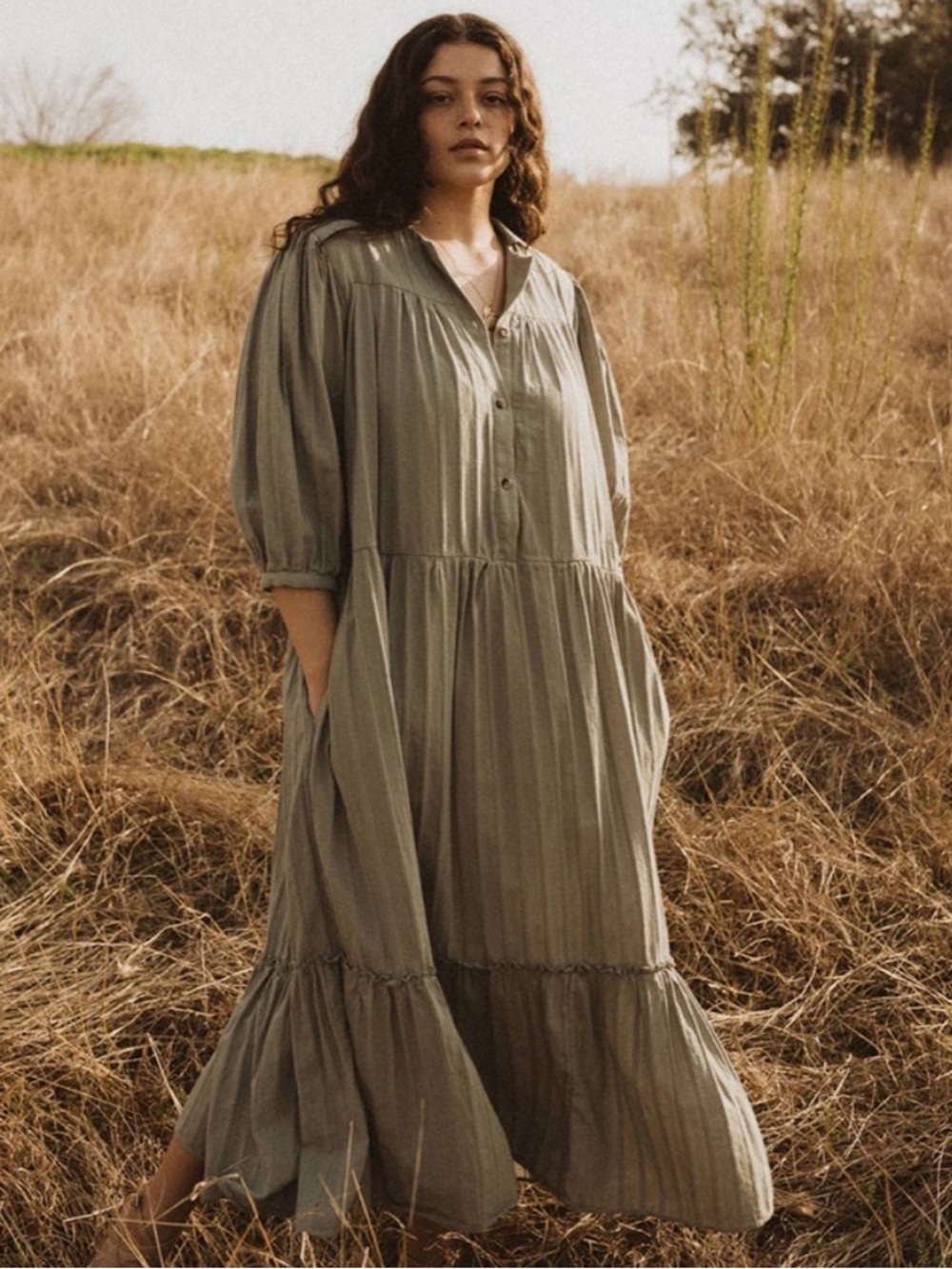 Esby Philippa Dress in Jade Dobby